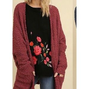 Umgee Open Front Popcorn Cardigan
